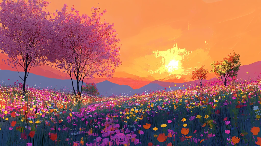 early morning flower garden version two desktop wallpaper 4k