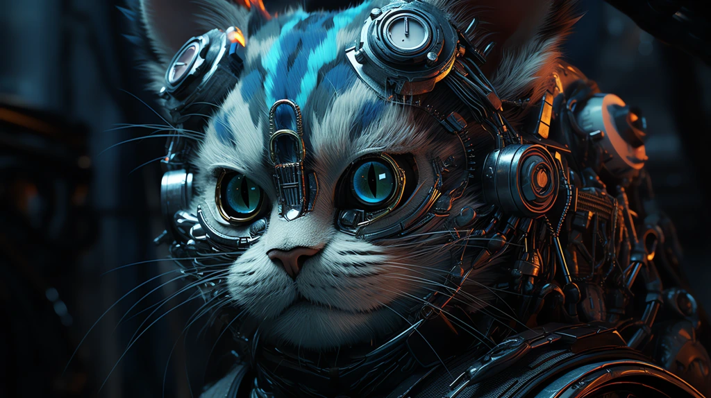 electric cat robot desktop wallpaper 4k