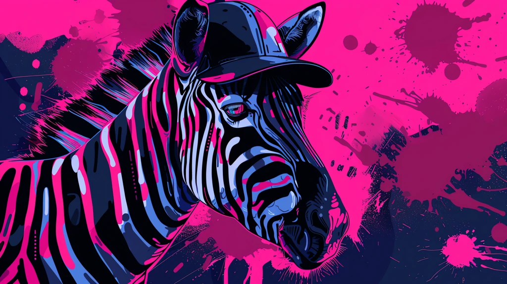 emo zebra with hat desktop wallpaper 4k