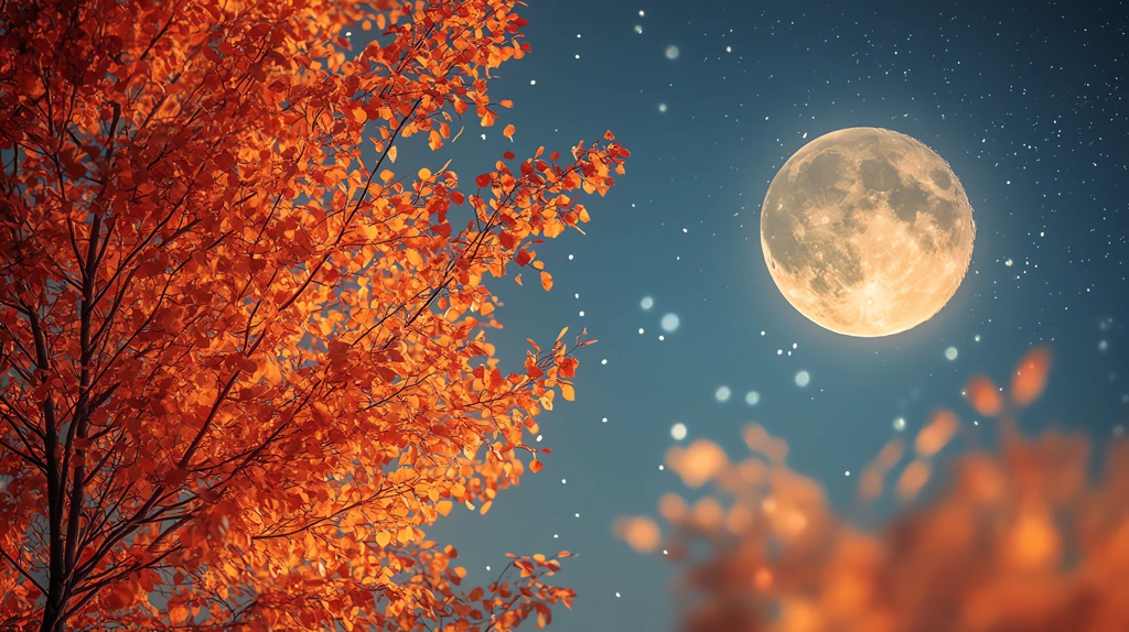 enchanting autumn hues and the moon version two desktop wallpaper 4k