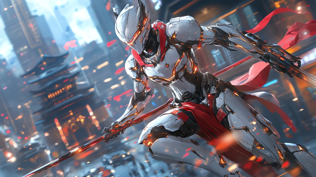 erlang shen in the game he is wearing white and red mechanized armor desktop wallpaper 4k