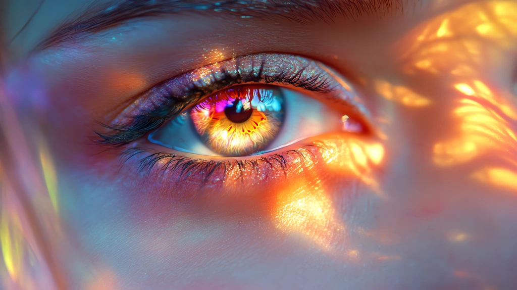 ethereal eyes glowing with an inner light the irises are illuminated in radiant shades of pink orange desktop wallpaper 4k