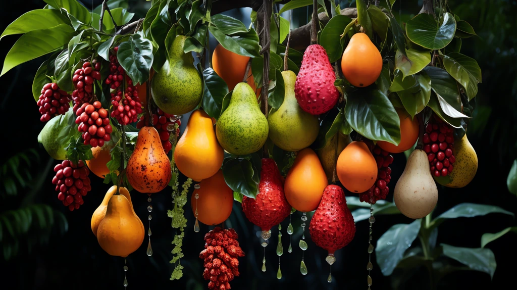 exotic fruit hanging from a tree vivid vibrant desktop wallpaper 4k