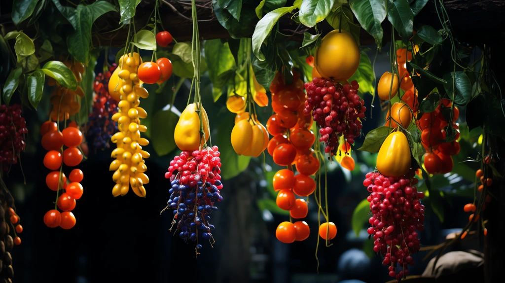 exotic fruit hanging from a tree vivid vibrant inspiring masterpiece desktop wallpaper 4k