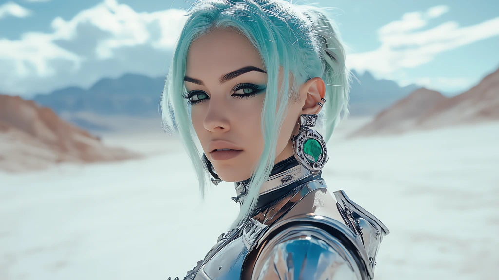 extremely beautiful woman with mint green hair desktop wallpaper 4k