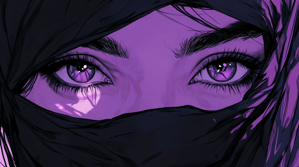 eyes peeking out from behind a burka graphic novel desktop wallpaper 4k