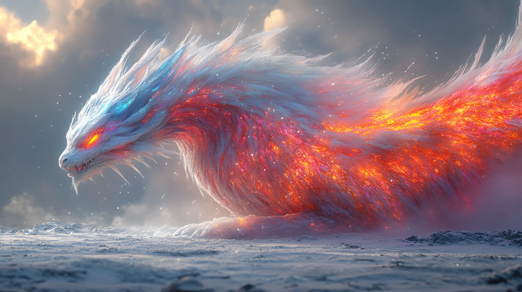 fantasy snow creature version two desktop wallpaper 4k