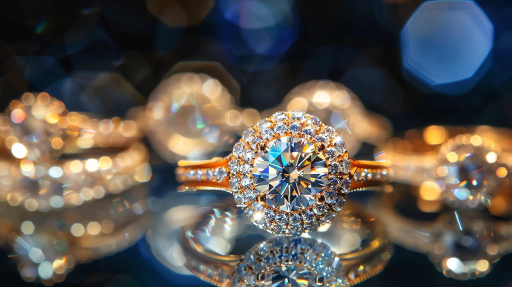 featuring gold diamond rings with stunning lighting and a dreamy desktop wallpaper 4k