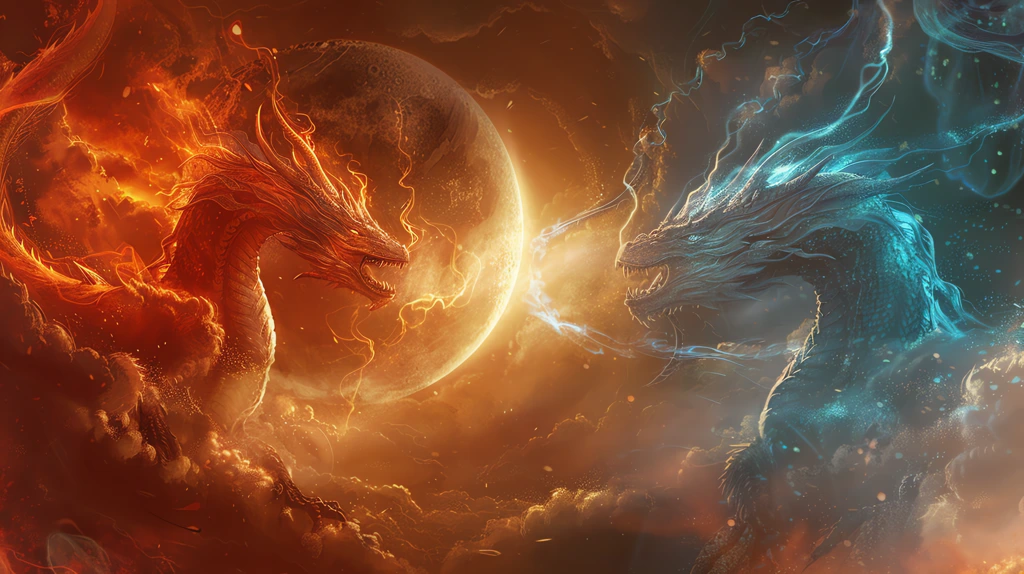 fire dragon flames ice dragon desktop wallpaper 4k