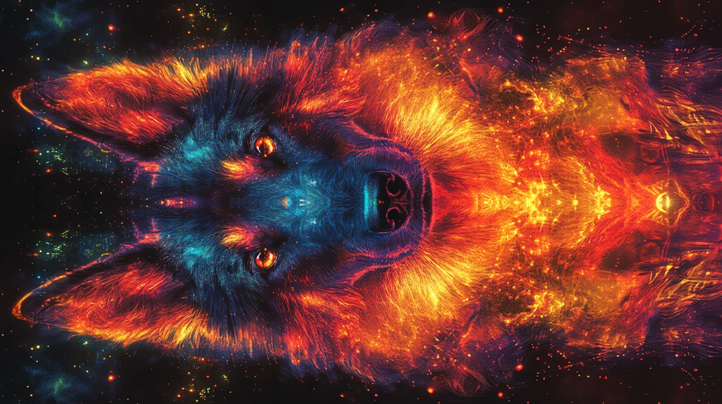 fire hyperspatial hyper spectral psytrance dog phone wallpaper 4k