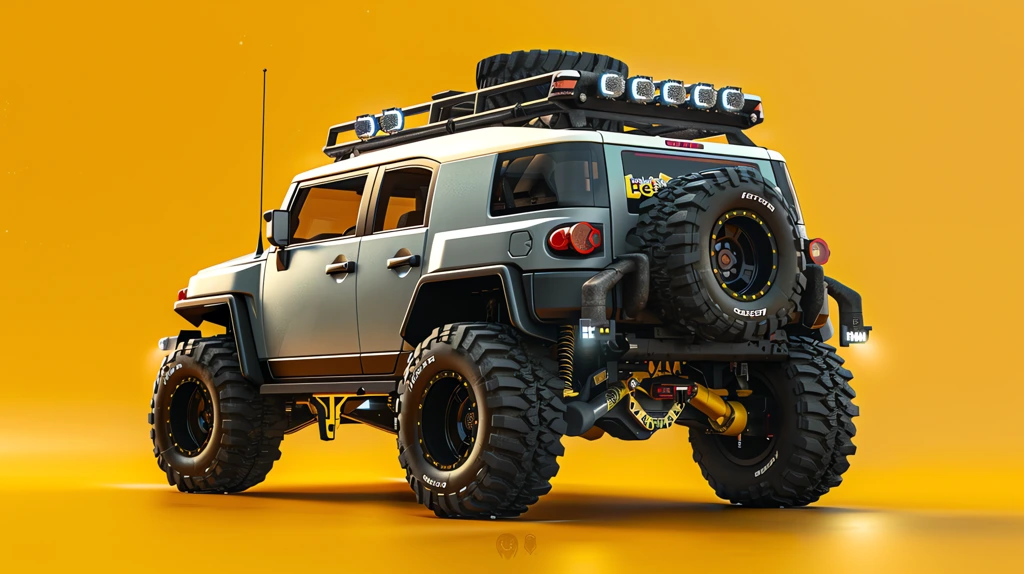 fj cube off-road vehicle featuring an oversized back end and large black wheels desktop wallpaper 4k