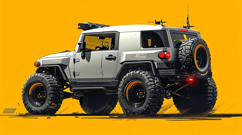 fj cube off-road vehicle large black wheels desktop wallpaper 4k