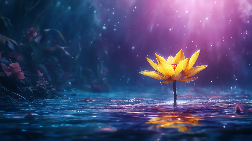 flower growing at the bottom of the ocean mysterious purple light desktop wallpaper 4k