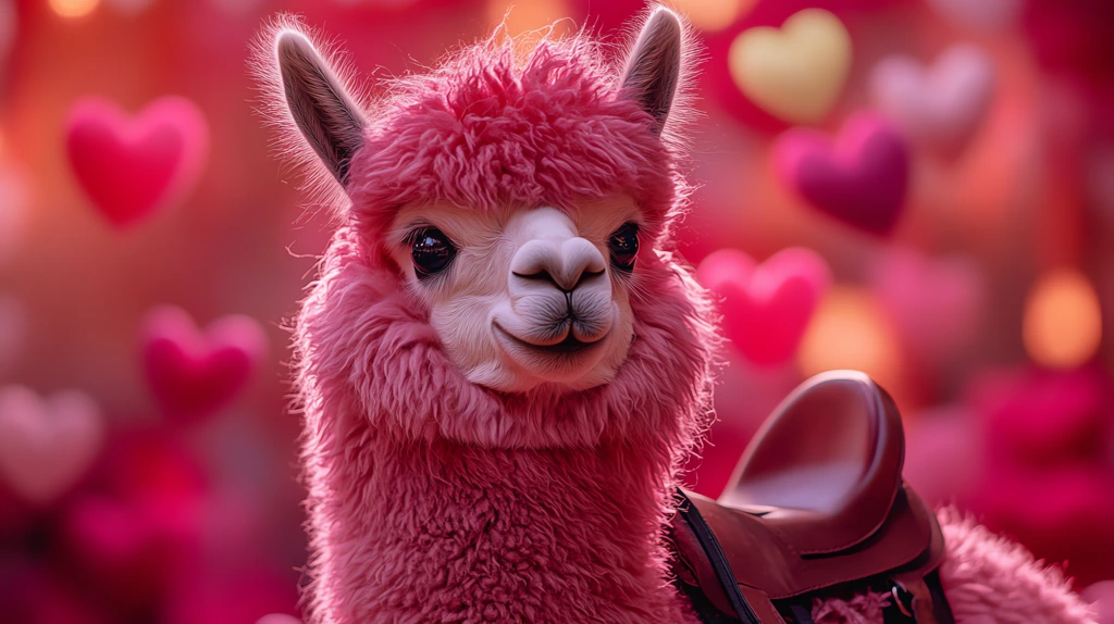 fluffy pink llama version one desktop wallpaper 4k