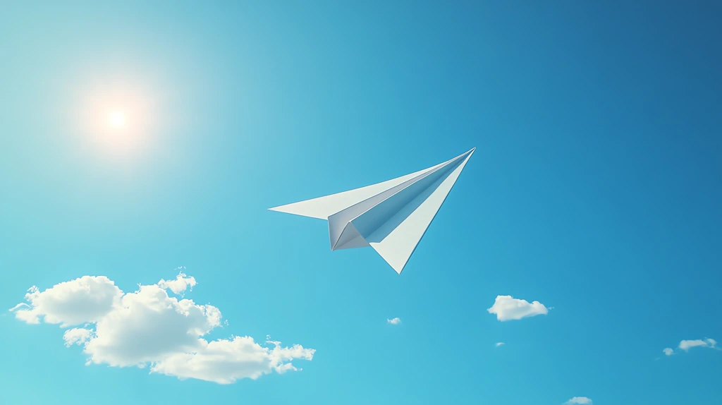 flying paper airplane on a clear blue sky desktop wallpaper 4k