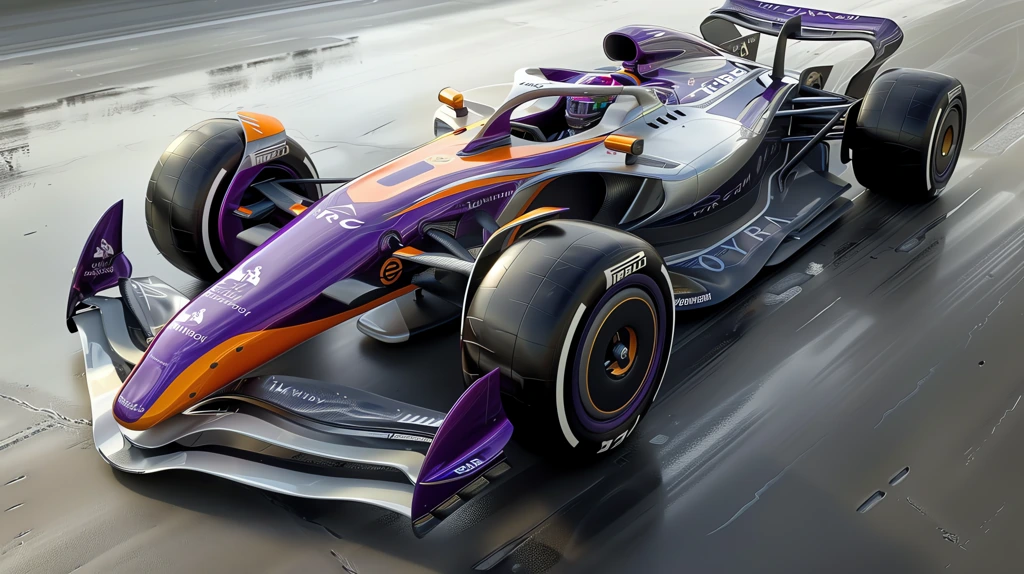 formula 1 car 2024 designed by peugeot purple grey and orange desktop wallpaper 4k