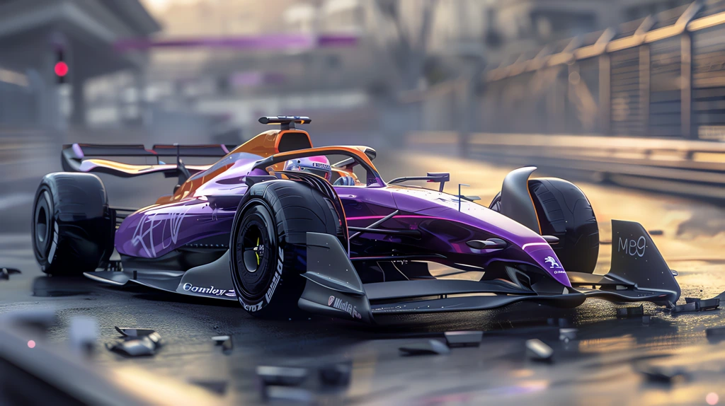 formula 1 car 2024 designed by peugeot purple orange desktop wallpaper 4k