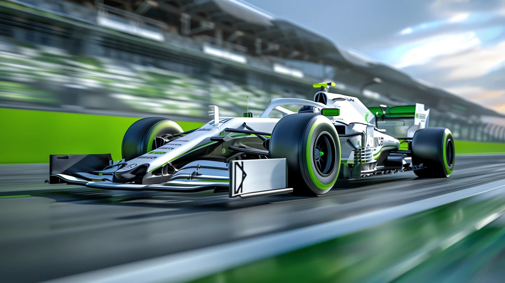 formula one car with white livery hyper real green screen desktop wallpaper 4k