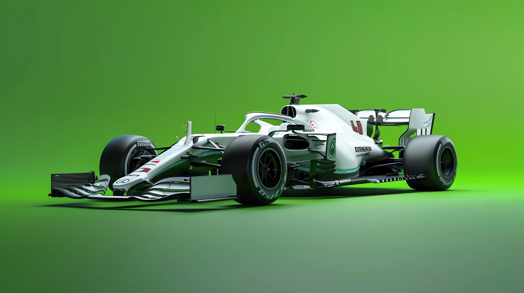 formula one car with white livery side angle phto realistic desktop wallpaper 4k