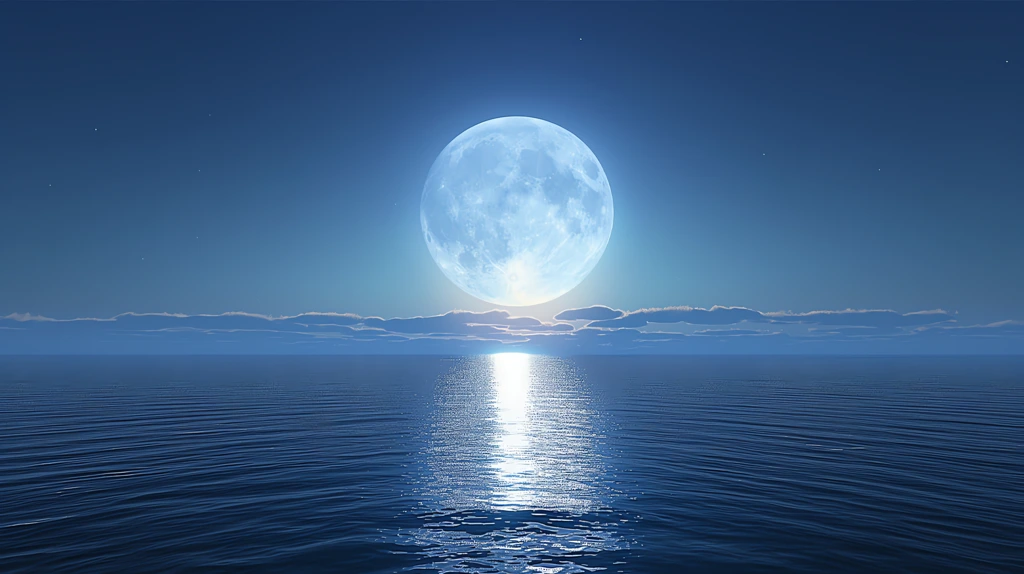 full moon rising from a calm desktop wallpaper 4k