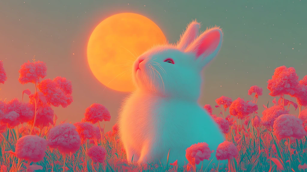 full moon stars and a little white rabbit version one desktop wallpaper 4k