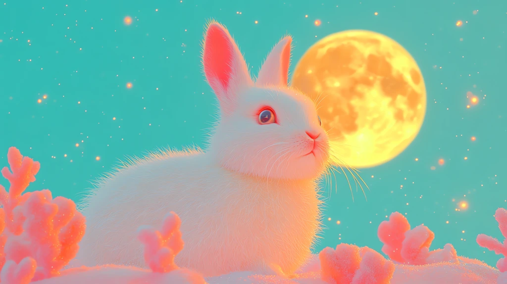 full moon stars and a little white rabbit version two desktop wallpaper 4k