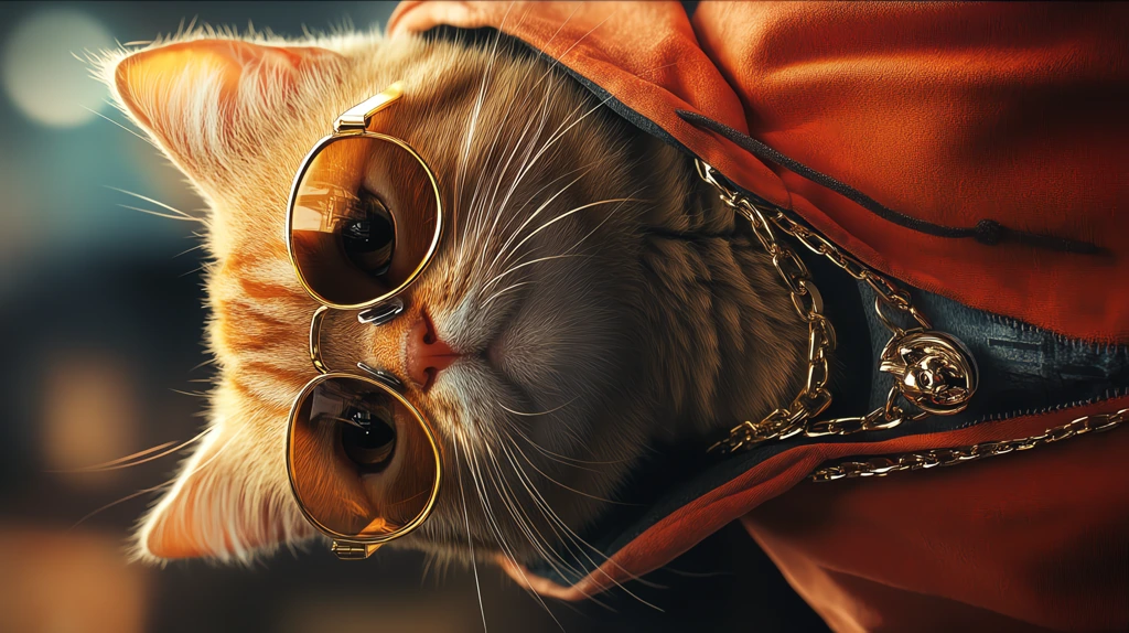 gangster cat golden chain sunglasses orange cat hoodie phone wallpaper 4k