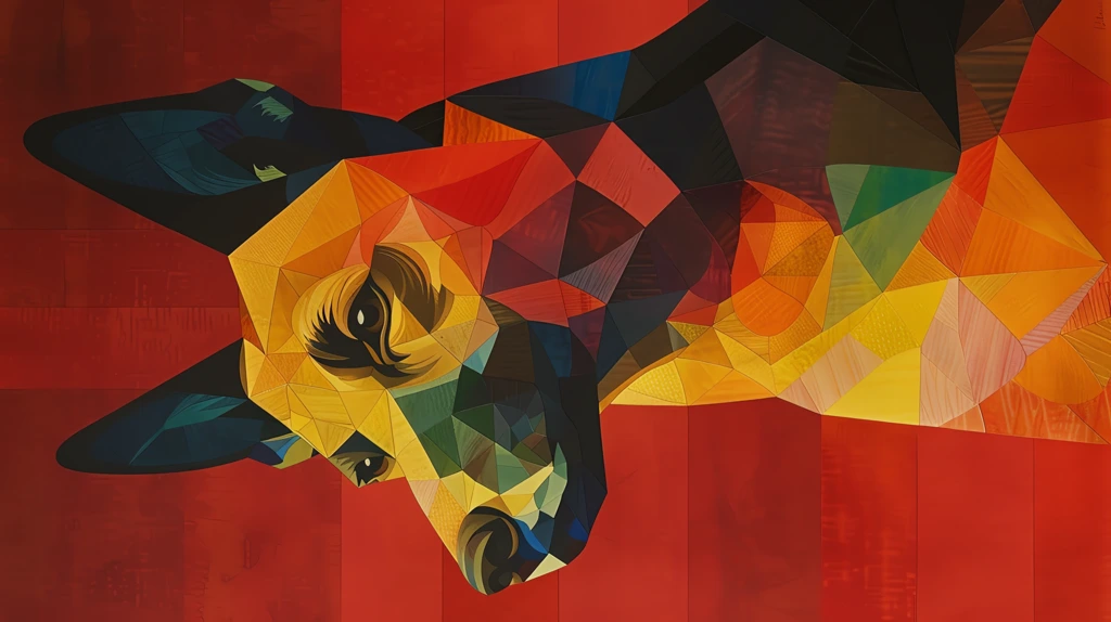 geometric abstraction depicting dog art phone wallpaper 4k