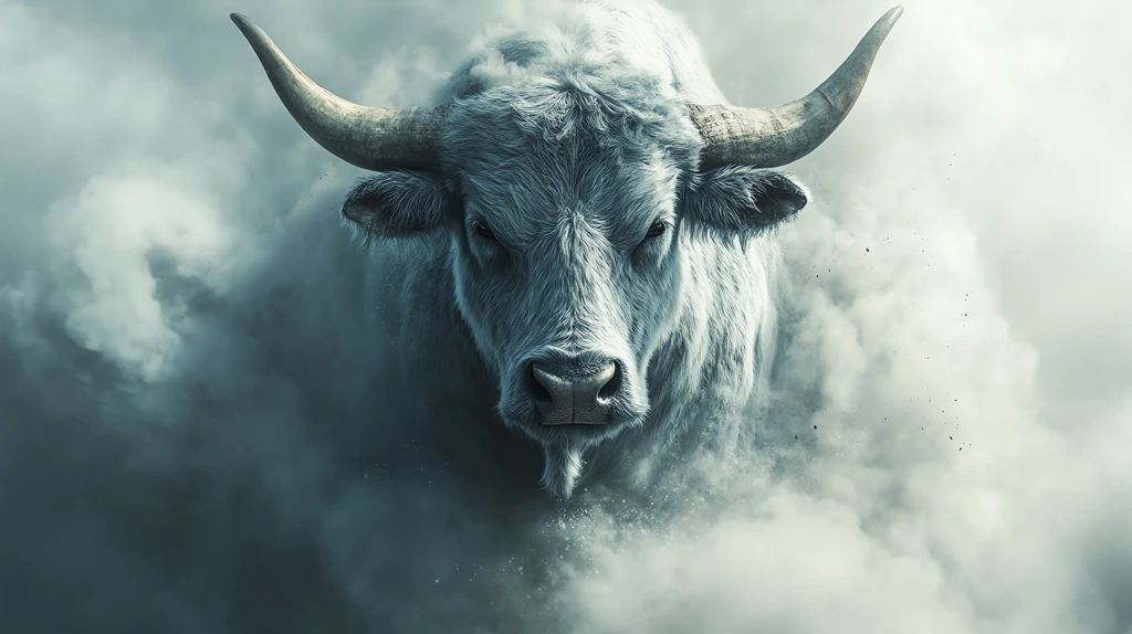 giant ox emerging from thick smoke realistic and highly desktop wallpaper 4k