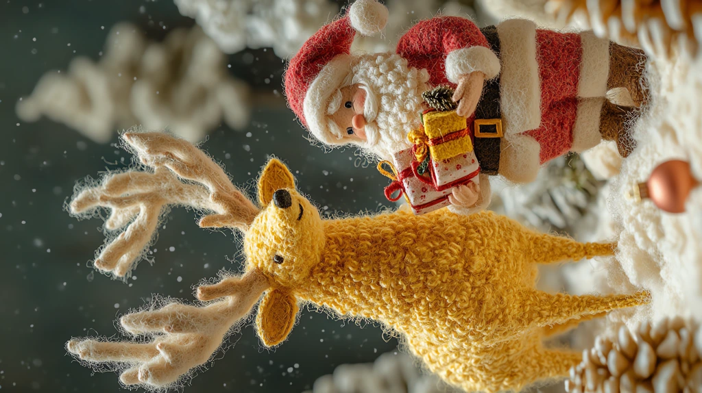 giant yellow elk standing beside santa claus version four phone wallpaper 4k