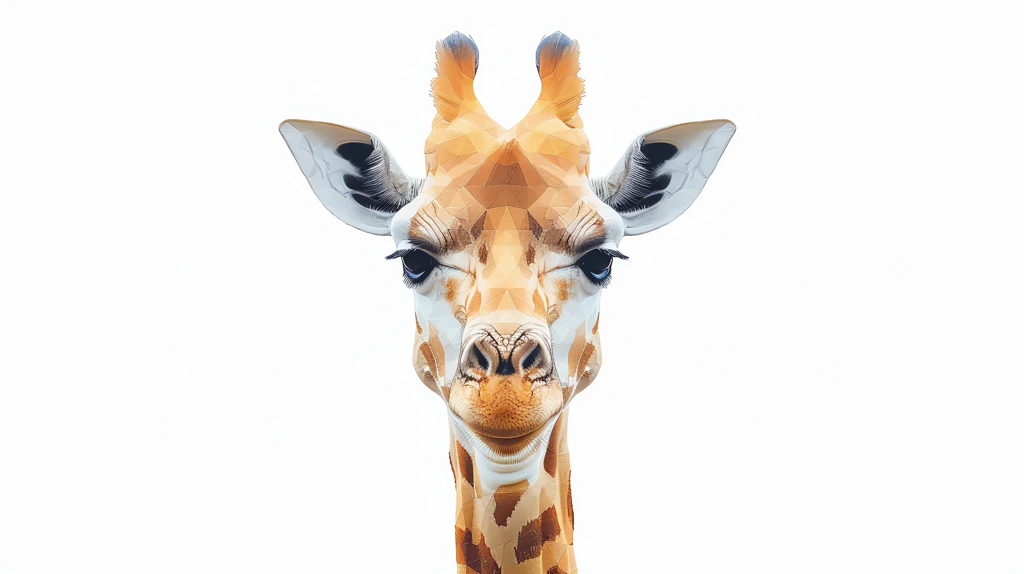 giraffe face tilted slightly illustration in a style of geometric desktop wallpaper 4k