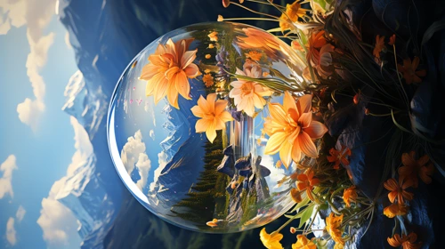 glass ball flowers 2 9x16 nature phone wallpaper online free download 4k