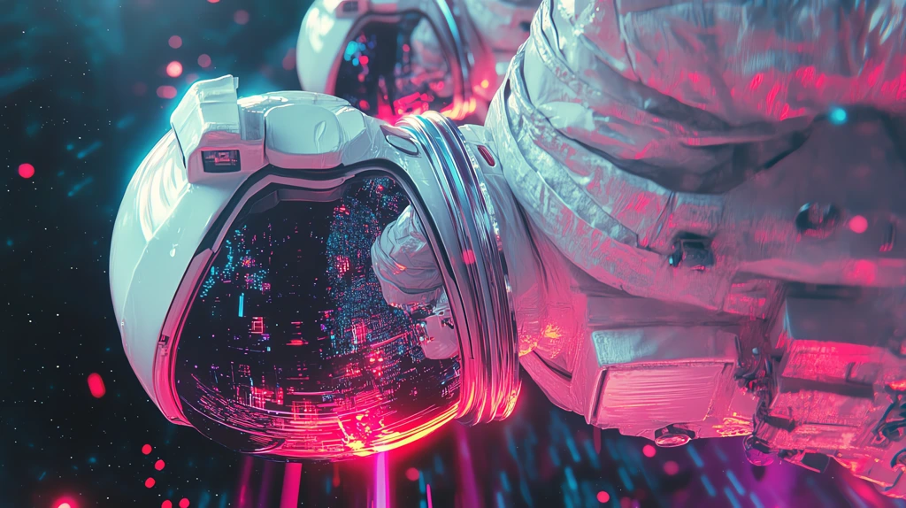 glitched image of new wave astronaut females traveling phone wallpaper 4k