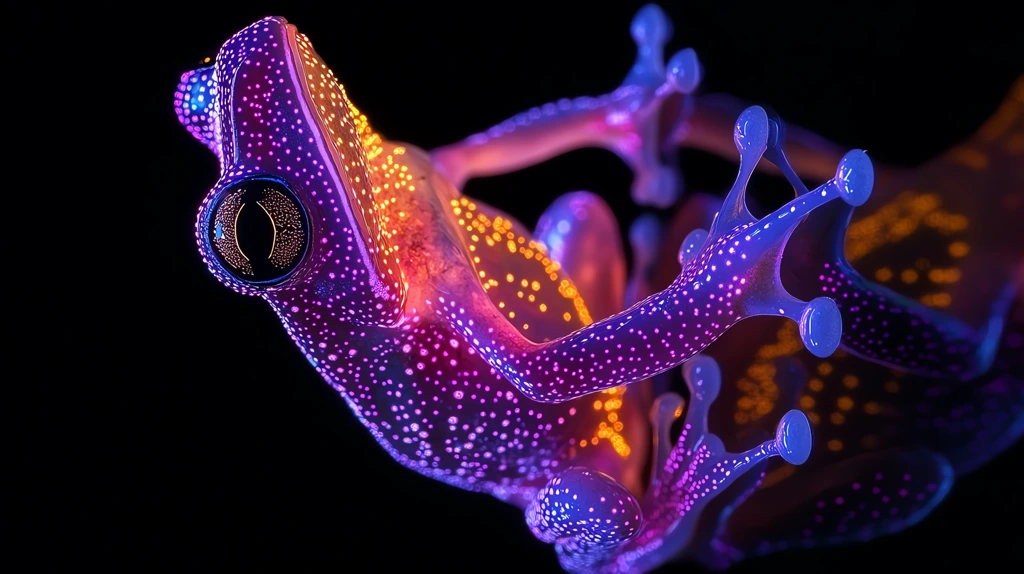 glowing frog with purple and yellow light black phone wallpaper 4k