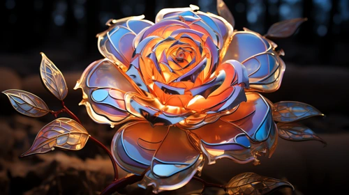 glowing mosaic sculpture of rose 1 nature desktop wallpaper full hd 4k free download
