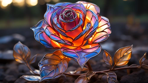 glowing mosaic sculpture of rose 4 nature desktop wallpaper full hd 4k free download