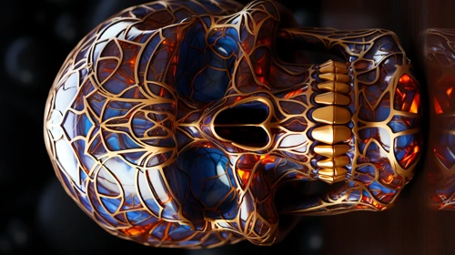 glowing mosaic sculpture of skull 1 fantasy sci-fi phone wallpaper full hd 4k free download
