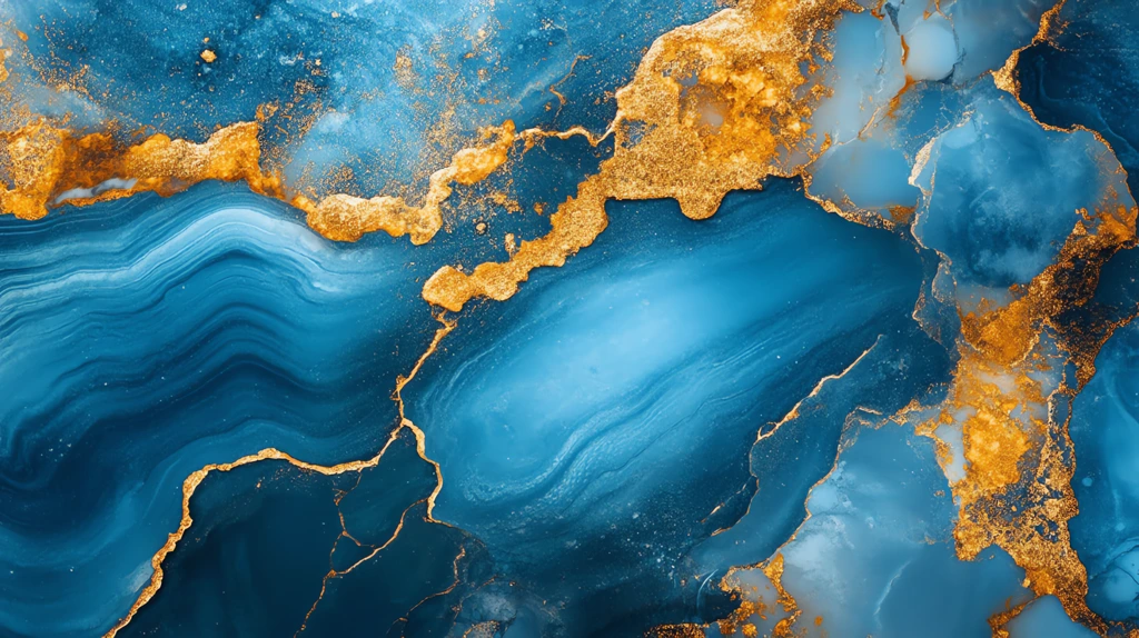 gold and blue marbling abstract background watercolor phone wallpaper 4k