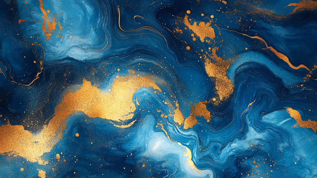 gold and blue marbling abstract phone wallpaper 4k