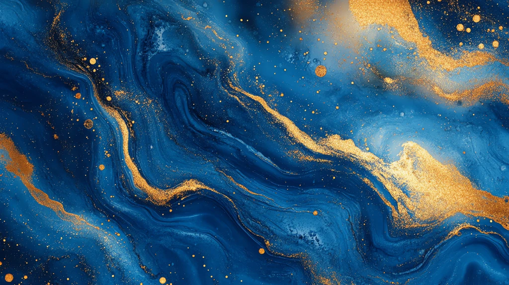 gold and blue marbling abstract watercolor paint texture desktop wallpaper 4k