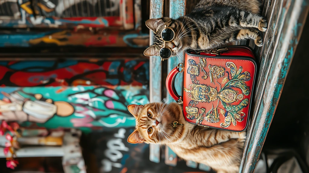 graffiti-covered metal bench cat phone wallpaper 4k