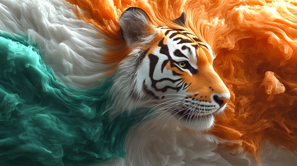 green colors blend seamlessly into a tiger version one desktop wallpaper 4k