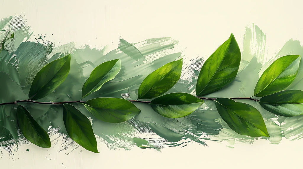 green minimalist leaves in brush strokes desktop wallpaper 4k