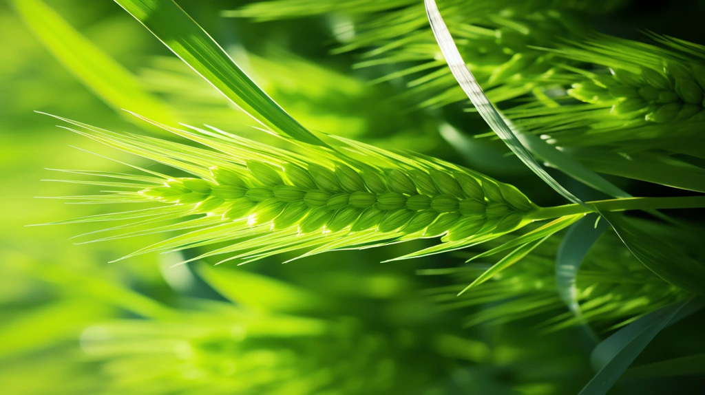 green wheat is growing in the sun in the style of focus stacking phone wallpaper 4k