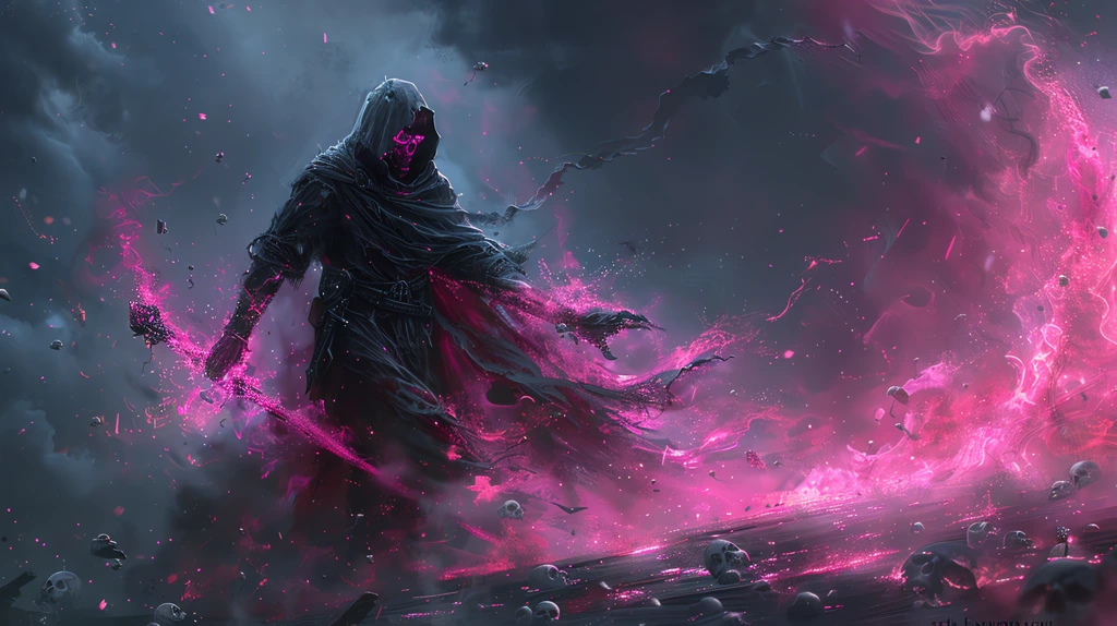 grim reaper with black holding scythe in hand skull head desktop wallpaper 4k