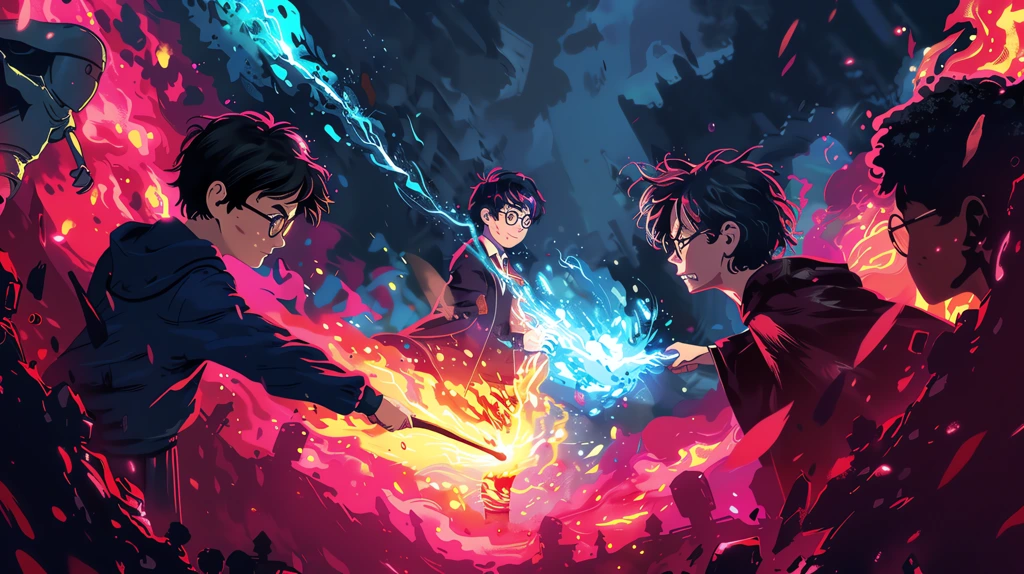 harry potter and friends fighting desktop wallpaper 4k