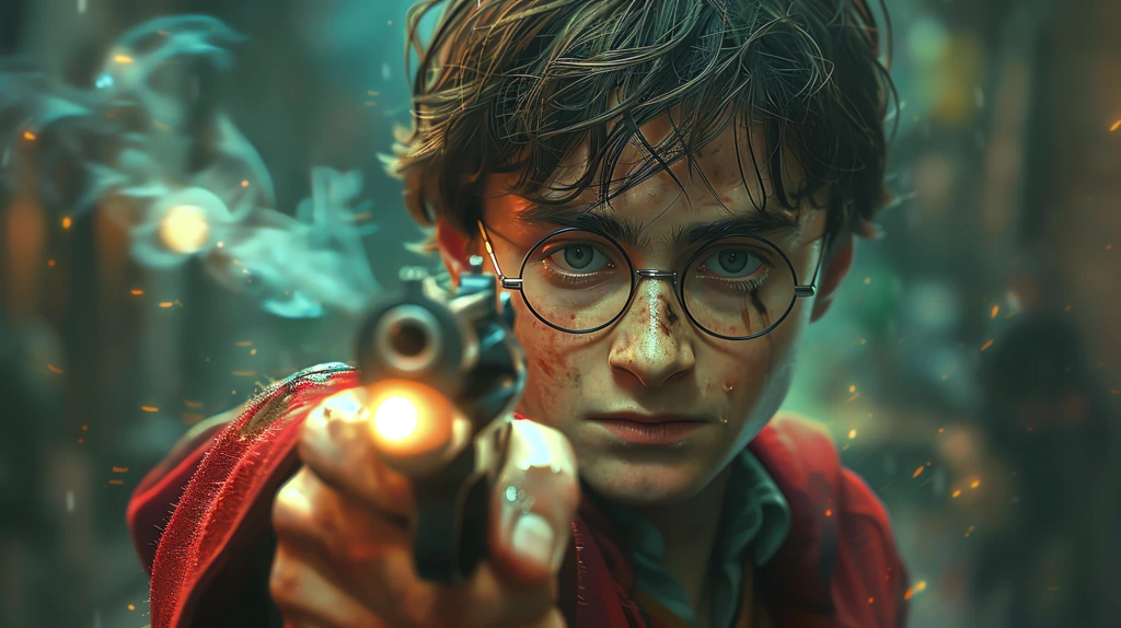 harry potter holding a gun desktop wallpaper 4k