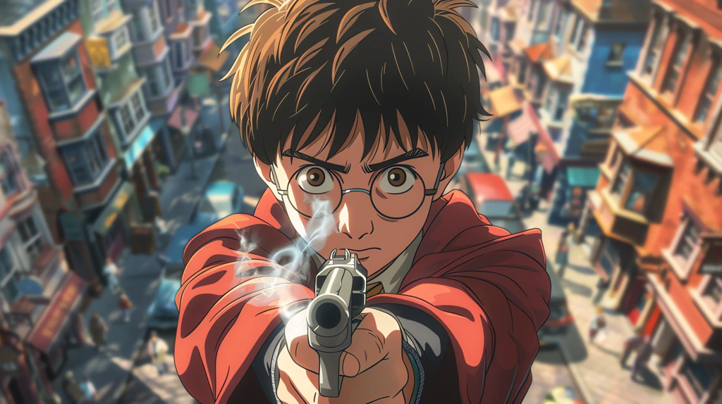 harry potter holding a smoking gun in his hands desktop wallpaper 4k