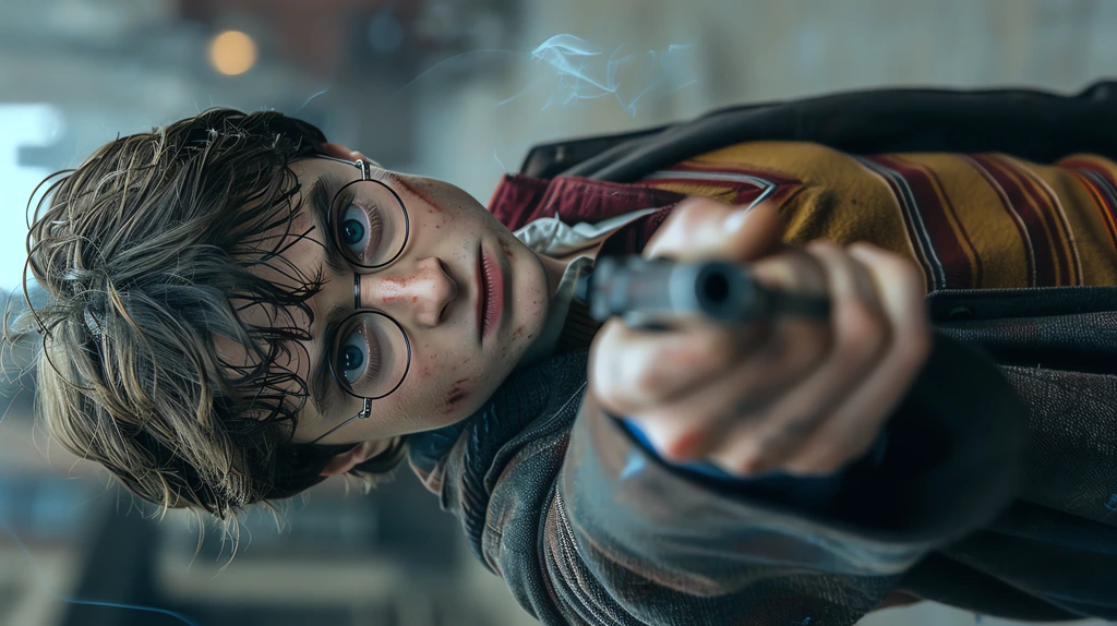 harry potter holding a smoking gun phone wallpaper 4k