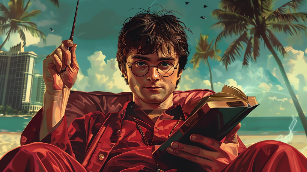 harry potter in grand theft auto style holding a magic wand in one han desktop wallpaper 4k